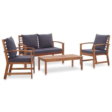 vidaXL 4-delige Loungeset met kussens massief acaciahout, Verzenden, Nieuw, Loungeset