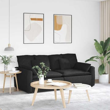 vidaXL Modulaire bank met kussens zwart, Maison & Meubles, Canapés | Repose-pieds & Poufs, Verzenden