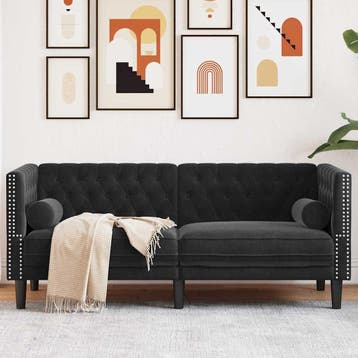 vidaXL bank / zetel Zwart 174 x 74,5 x 70,5 cm Fluweel, Huis en Inrichting, Verzenden, Nieuw