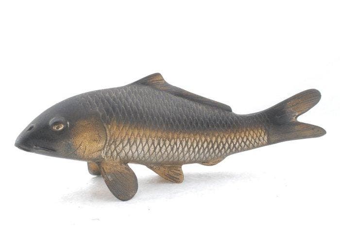 Japans traditionele koi-karper sculptuurpaar - Brons - Japan, Antiek en Kunst, Antiek | Overige Antiek