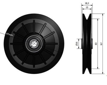 Kunststof schijf met  bus 97mm, Tuin en Terras, Verzenden, Nieuw