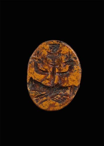 Oud-Romeins Jasper Diepe gravure met hoorns van overvloed en