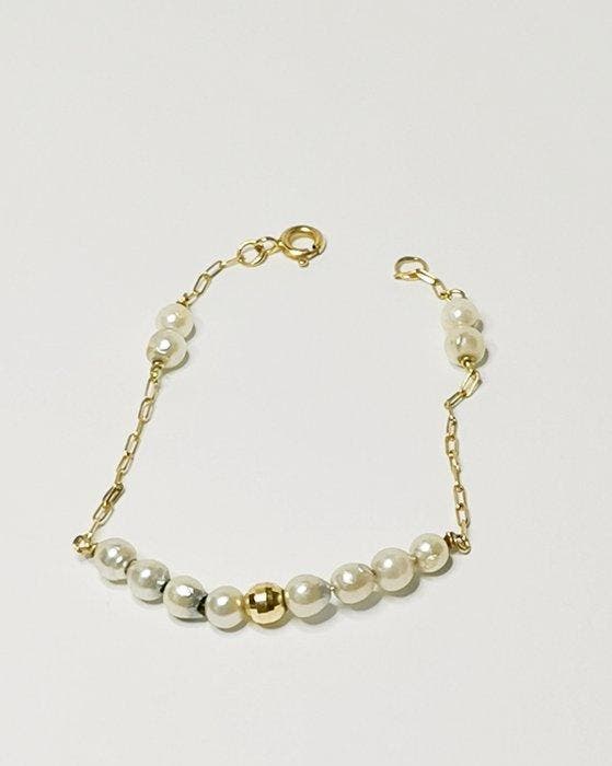 Armband - 18 karaat Geel goud - gekweekte parels, Handtassen en Accessoires, Armbanden