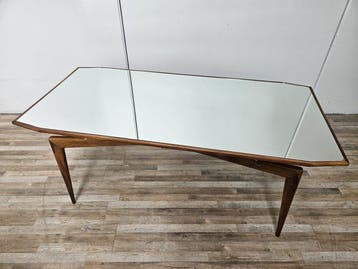Tafel - Eettafel met spiegelend blad uit de jaren vijftig. -, Nieuw