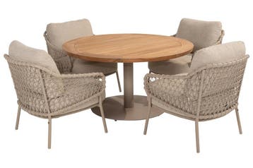 4 Seasons Outdoor Sardinia low dining tuinset latte met Saba, Nieuw