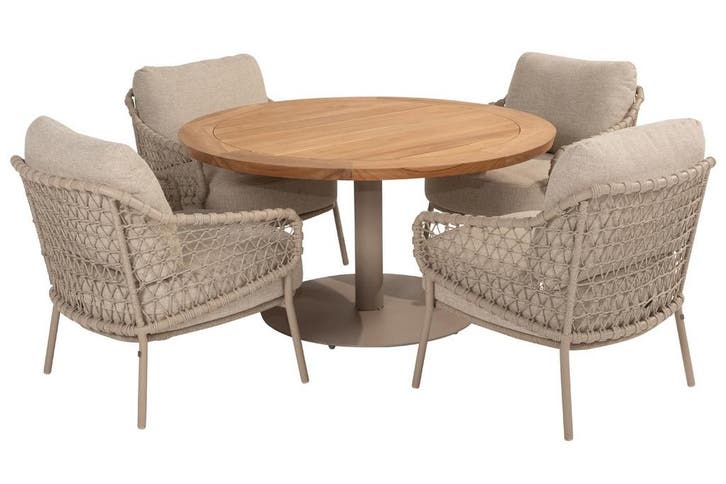 4 Seasons Outdoor Sardinia low dining tuinset latte met Saba, Jardin & Terrasse, Ensembles de jardin