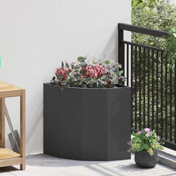 vidaXL Hoek Plantenbak Zwart 45 x 45 x 50 cm Staal, Verzenden, Nieuw