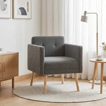 vidaXL Accentstoel Donkergrijs Corduroy stof, Verzenden, Nieuw