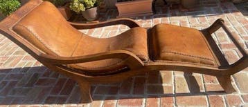 Chaise longue - loungestoel - Lederen zadel, Suède