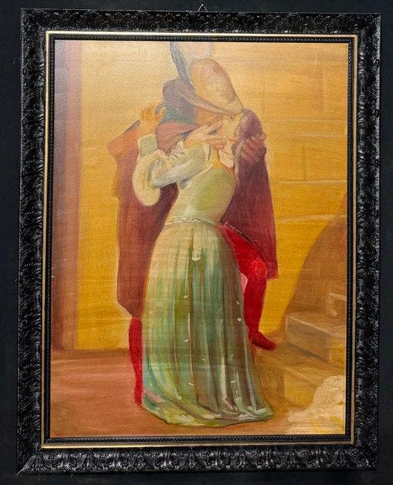 Italiaanse school (XX) - Il Bacio, da Hayez, Antiek en Kunst, Kunst | Schilderijen | Klassiek