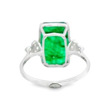 Ring Platina - 5.39ct. tw. Smaragd - Diamant