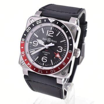 Bell & Ross - BR03 GMT BLACK - BR0393-BL-ST/SCA - Heren -, Bijoux, Sacs & Beauté, Montres | Hommes