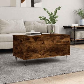 vidaXL Salontafel 90x44,5x45 cm bewerkt hout gerookt, Verzenden