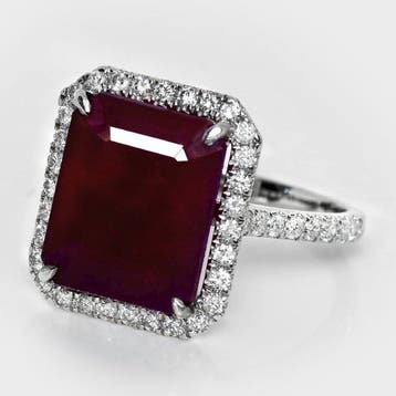 Zonder minimumprijs - Ring - 14 karaat Witgoud, HRD 8,39 ct, Nieuw