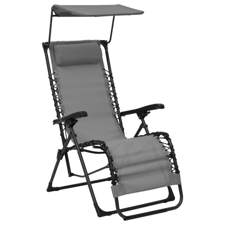 vidaXL Terrasstoel inklapbaar textileen grijs, Tuin en Terras, Ligbedden, Nieuw, Verzenden