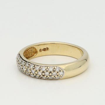 Bague - 14 carats Or jaune - 0.12ct. tw. Diamant (Naturelle), Handtassen en Accessoires, Ringen, Nieuw
