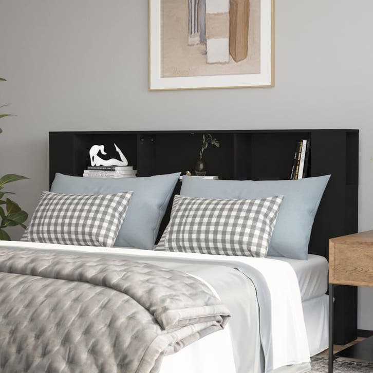 vidaXL Hoofdbordkast 180x18,5x104,5 cm zwart, Huis en Inrichting, Slaapkamer | Bedden, Nieuw, Verzenden