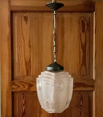 Hangende plafondlamp - Gepatineerd-Messing - Art deco / Art