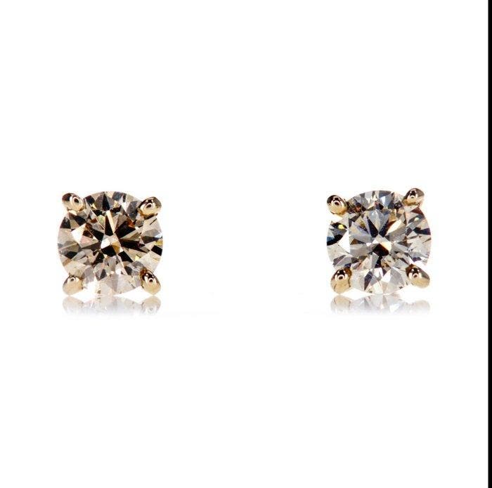 Oorstekers - 14 karaat Geel goud - 0.90ct. tw. Diamant, Bijoux, Sacs & Beauté, Bijoux anciens