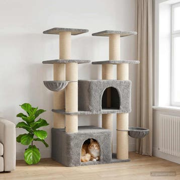 vidaXL Kattentoren met sisal krabpalen Lichtgrijs 147 cm 2, Dieren en Toebehoren, Verzenden, Nieuw
