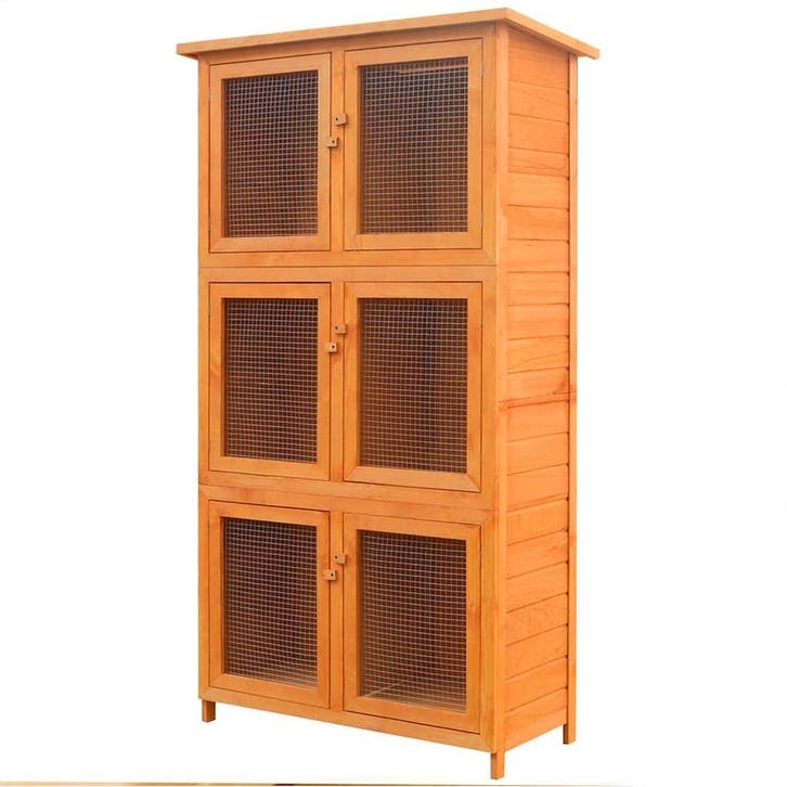 vidaXL Dierenhok 6 kamers hout, Animaux & Accessoires, Rongeurs & Lapins | Cages & Clapiers, Envoi