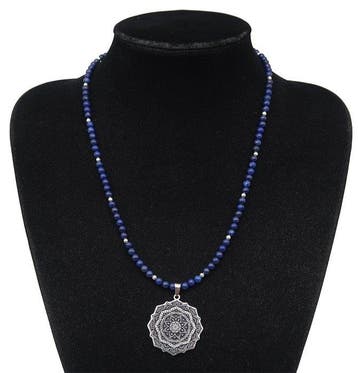 Lapis lazuli - Halsketting Heilige Mandala – Levensbloem –