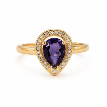 Zonder minimumprijs - Ring Verguld Amethist - Diamant -