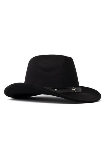 Cowboyhoed Zwart Wolvilt Ster Zwarte Cowboy Western Hoed Ste, Ophalen of Verzenden, Nieuw