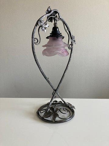 Lampe de table - Fer forgé - Art Nouveau France, Antiek en Kunst