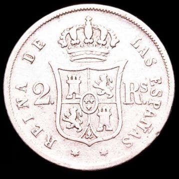 Espagne. Isabelle II. 10 Reales Ceca de Madrid (estrella de