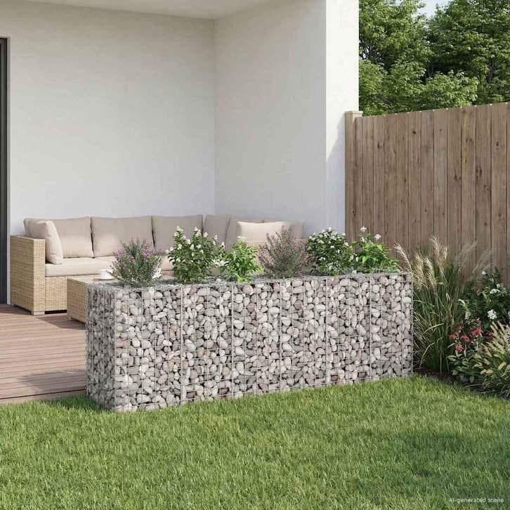 vidaXL Gabion verhoogd bed 2 pcs Zilver 250 x 50 x 80 cm, Tuin en Terras, Tuinhekken en Hekwerk, Nieuw, Verzenden