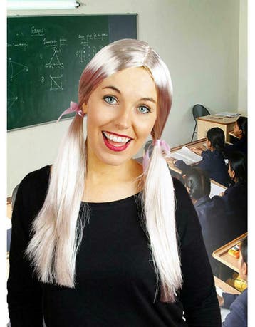 Pruik met staarten Schoolgirl blond, Ophalen of Verzenden