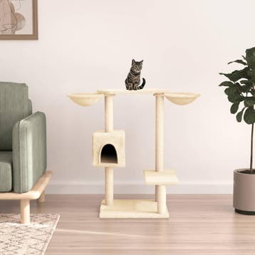 vidaXL Kattenmeubel met krabpalen 82 cm crèmekleurig, Dieren en Toebehoren, Verzenden, Nieuw