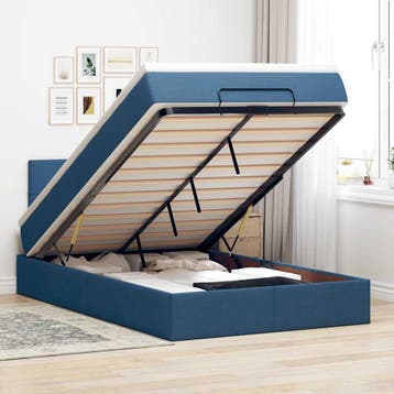 vidaXL Bed poef met matras en LEDs 120x200 cm stof blauw, Verzenden