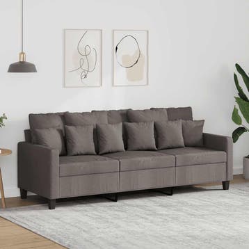 vidaXL Driezitsbank / zetel 180 cm stof taupe, Verzenden, Nieuw