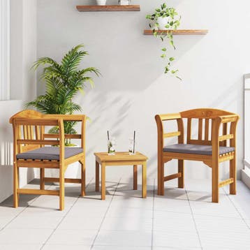 vidaXL Tuinrozen loungeset met kussen 3 pcs Massief Acacia, Verzenden, Nieuw, Loungeset