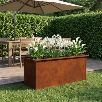 vidaXL Tuinplantenbak met led Roestkleurig 40 x 100 x 40 cm, Verzenden, Nieuw