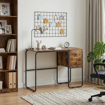vidaXL Bureau met opslag Gerookt eiken 100 x 50 x 75 cm, Huis en Inrichting, Bureaus, Verzenden, Nieuw