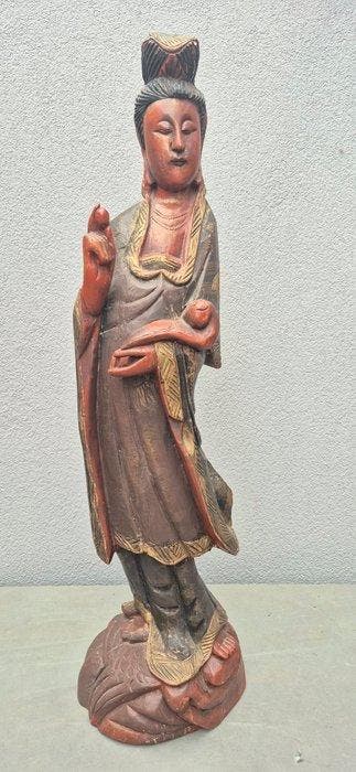 Guanyin, de godin van mededogen - Hout - China - 20e eeuw