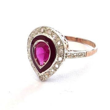 Zonder minimumprijs - Ring - 9 kt. Zilver, Roségoud Spinel -, Nieuw