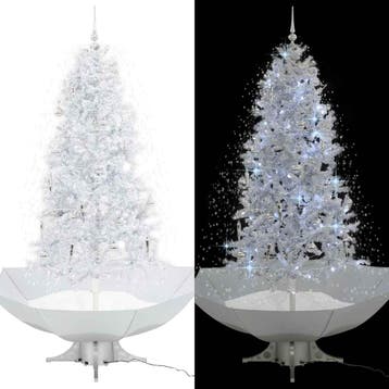 vidaXL Kerstboom sneeuwend met paraplubasis 190 cm wit, Diversen, Verzenden, Nieuw