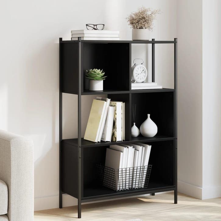 vidaXL Boekenkast 72x28x109 cm bewerkt hout zwart, Huis en Inrichting, Kasten | Boekenkasten, Nieuw, Verzenden
