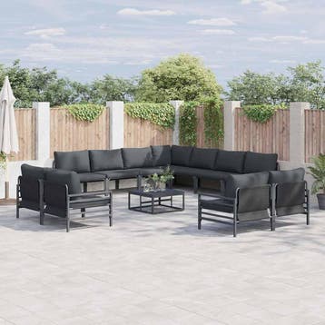 vidaXL Tuinbank Set 12 st Zwart Staal, Verzenden