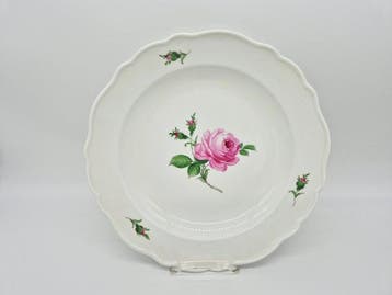 Meissen - Große Schüssel / Teller, Rote Rose - Assiette -, Antiquités & Art