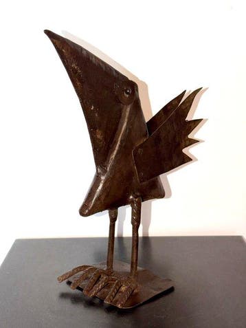 Sculpture, Oiseau en métal vernis - 26 cm - Fer Vernis