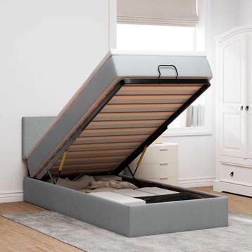 vidaXL Bed poef met matras en LEDs stof 80x200 cm, Verzenden