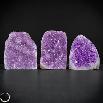 Exquisiet Amethyst-Drusen-Set – Drie natuurlijke