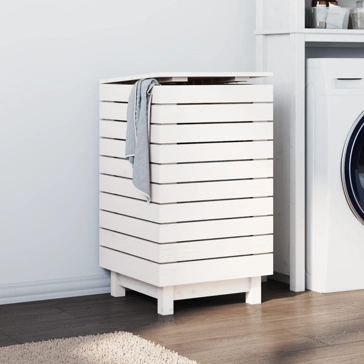 vidaXL Wasmand 44x44x76 cm massief grenenhout wit, Huis en Inrichting, Woonaccessoires | Overige, Nieuw, Verzenden