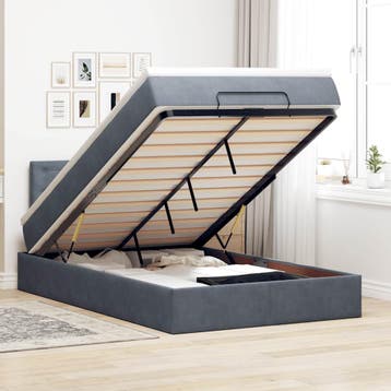 vidaXL Bed poef met matras en LEDs 120x190 cm fluweel, Verzenden
