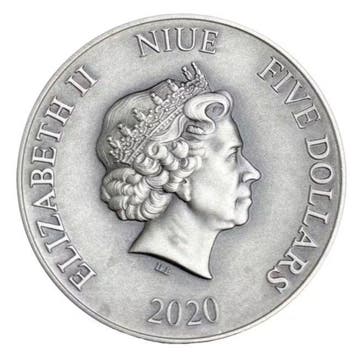 Niue. 5 Dollars 2020 2 oz $5 NZD Niue Silver The Battle God